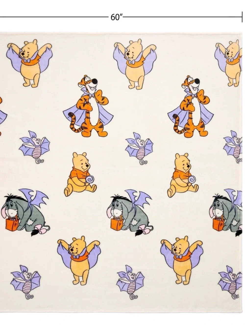 Cream, Orange & Purple Winnie the Pooh Halloween throw blanket